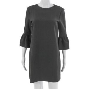 Zara Women Shift Dress Black 3/4 Sleeve Round Neck Polyester Size S